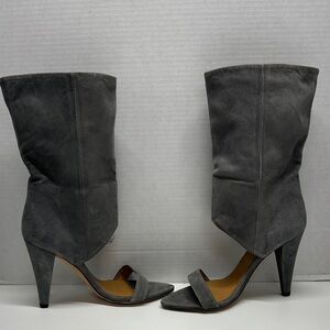 Iro Dixon Boots Heeled Open Toe Pointed Toe Sandals Shoe Suede Gray Size 37 US 7